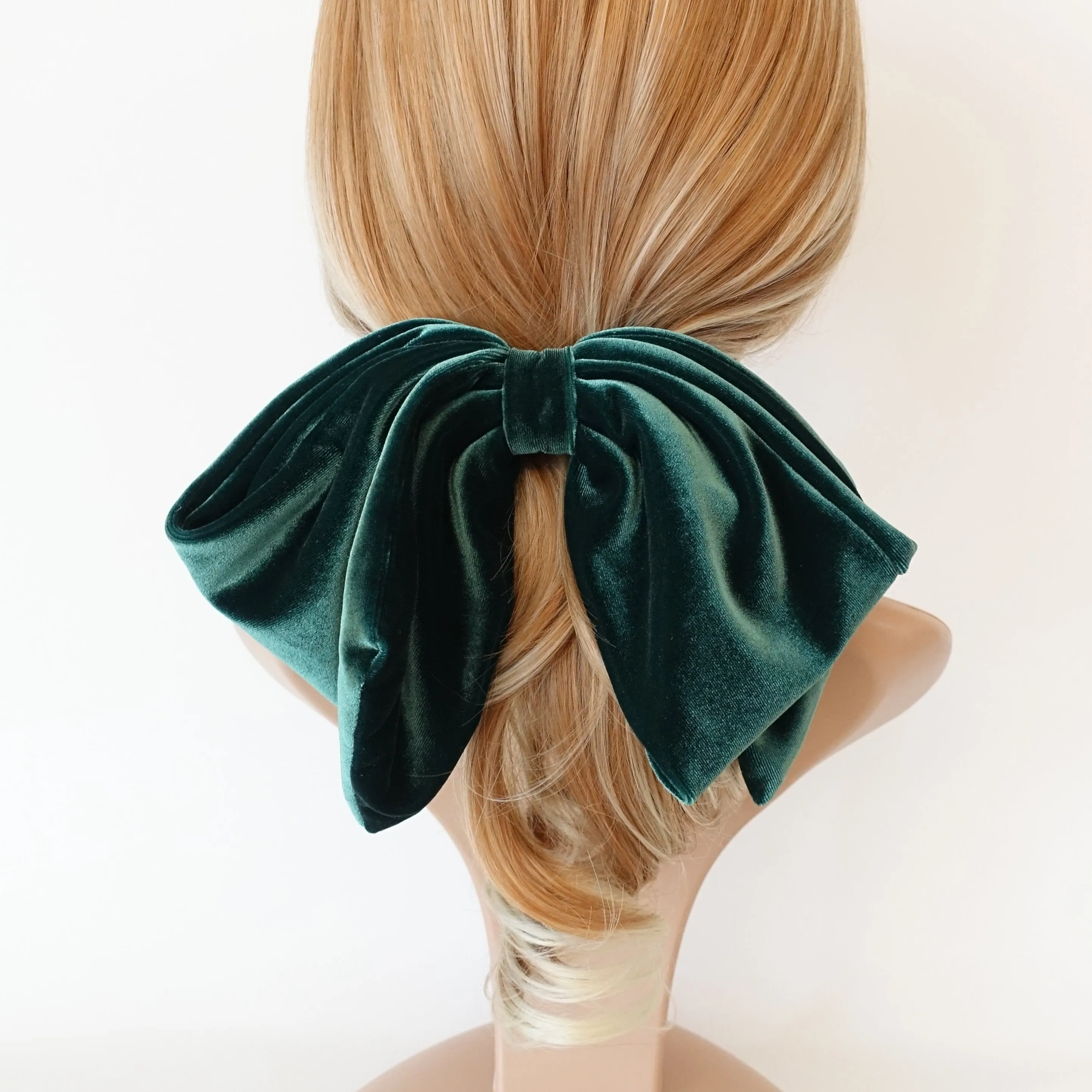 Aura velvet layered big hair bow french barrette women hair accessory