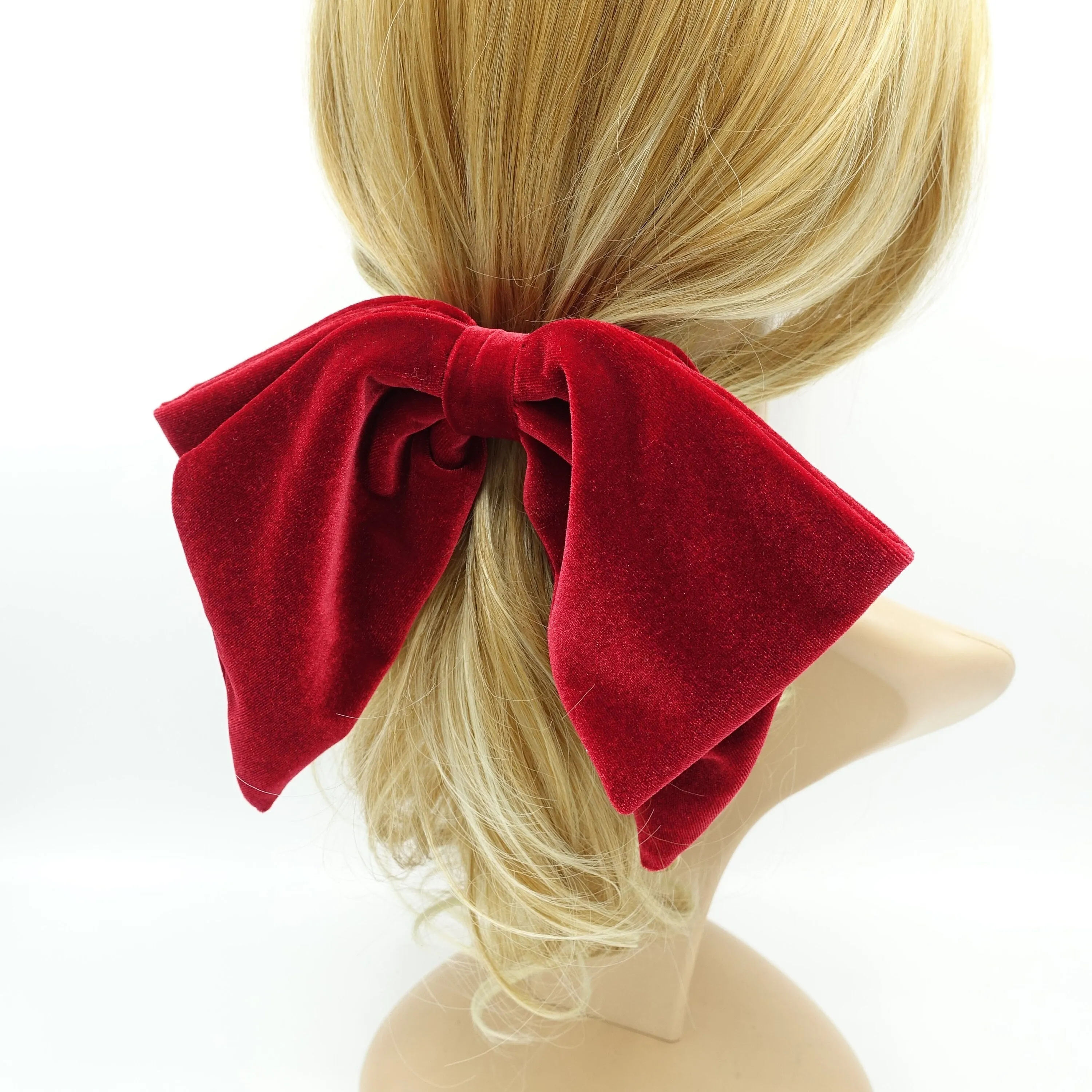 Aura velvet layered big hair bow french barrette women hair accessory