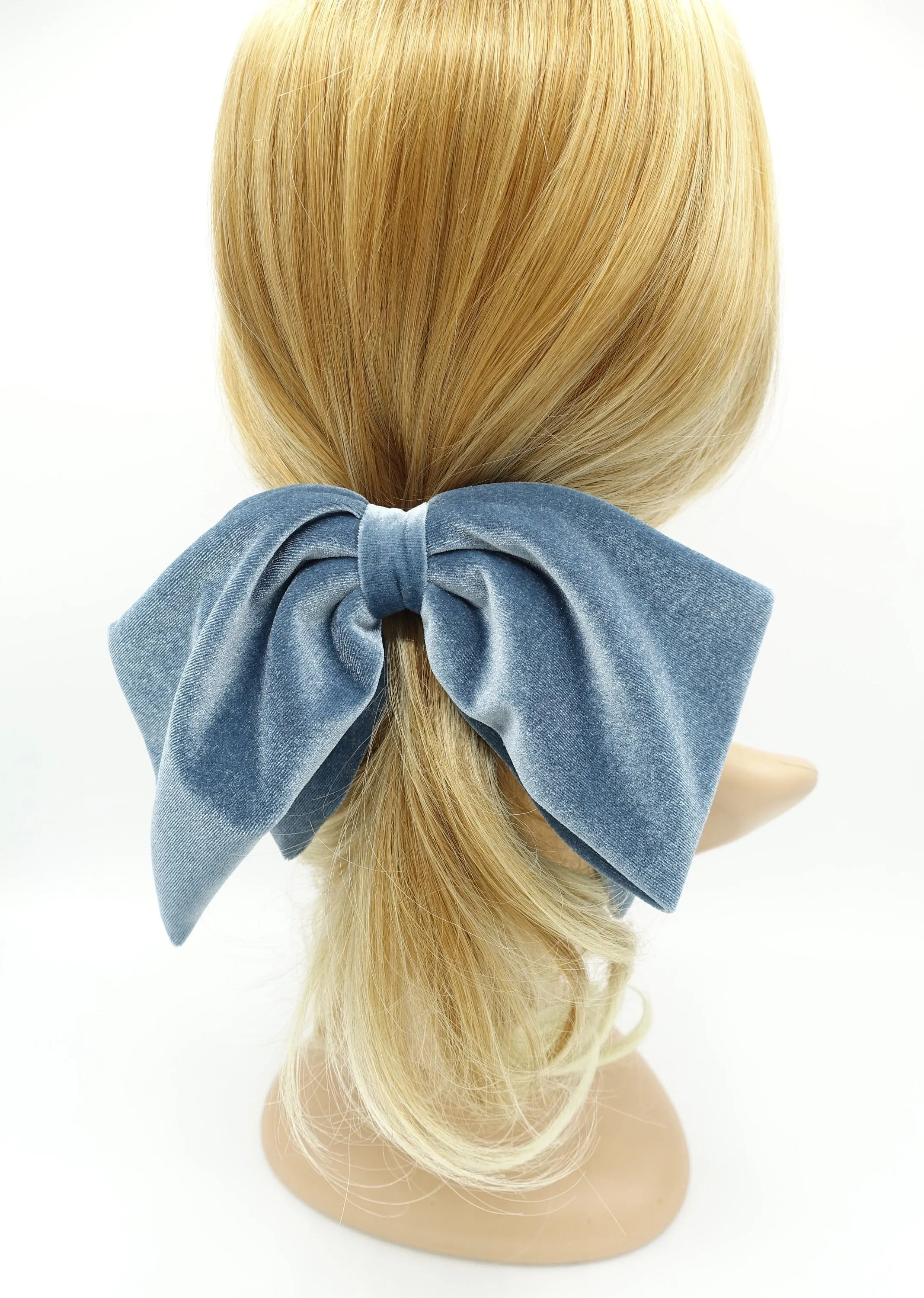 Aura velvet layered big hair bow french barrette women hair accessory