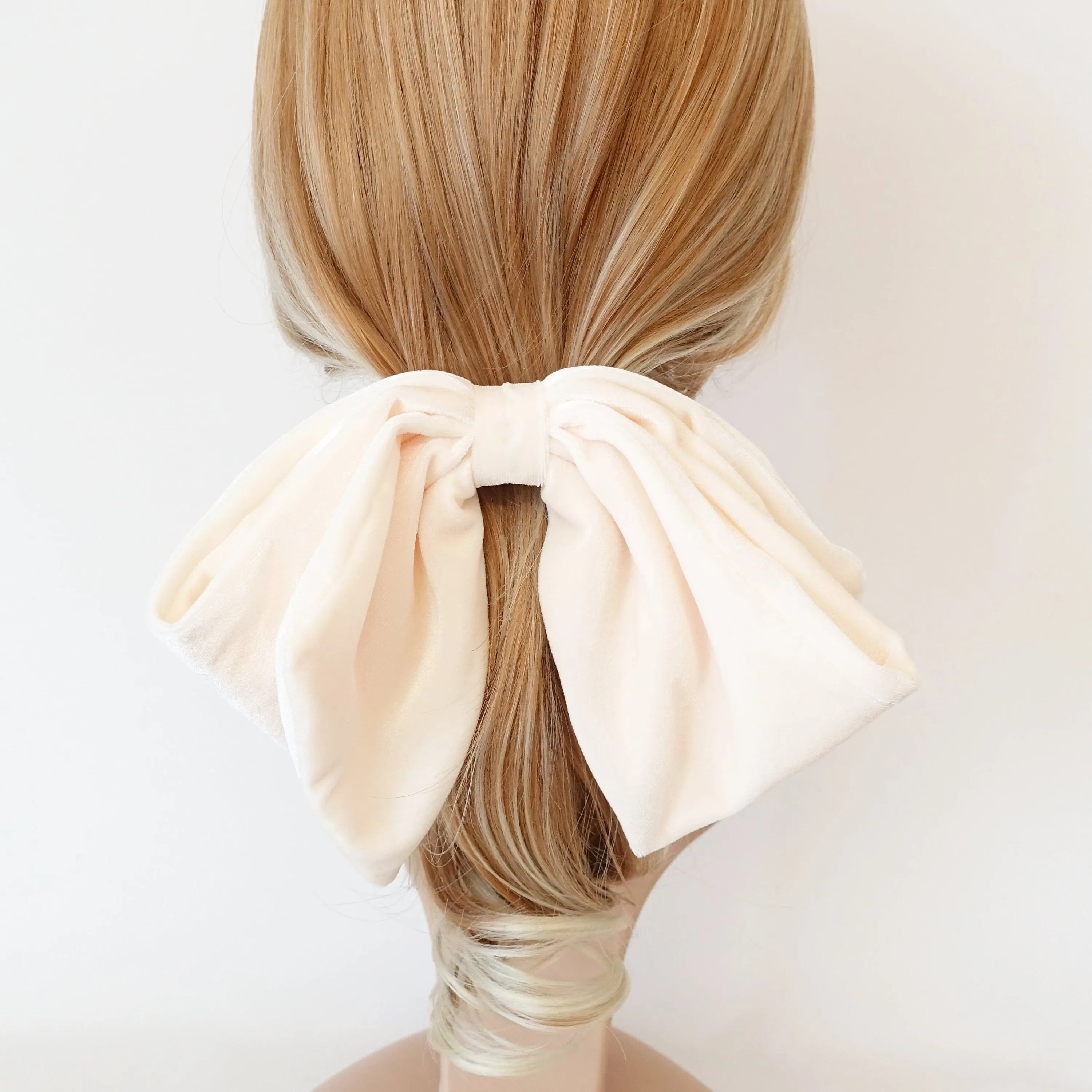 Aura velvet layered big hair bow french barrette women hair accessory