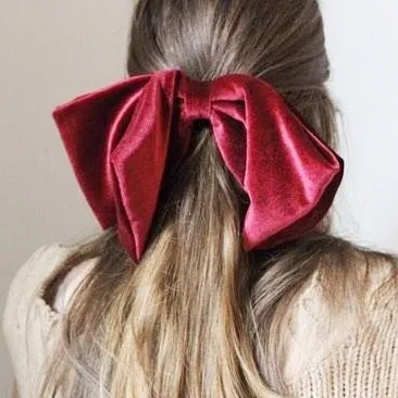 Aura velvet layered big hair bow french barrette women hair accessory