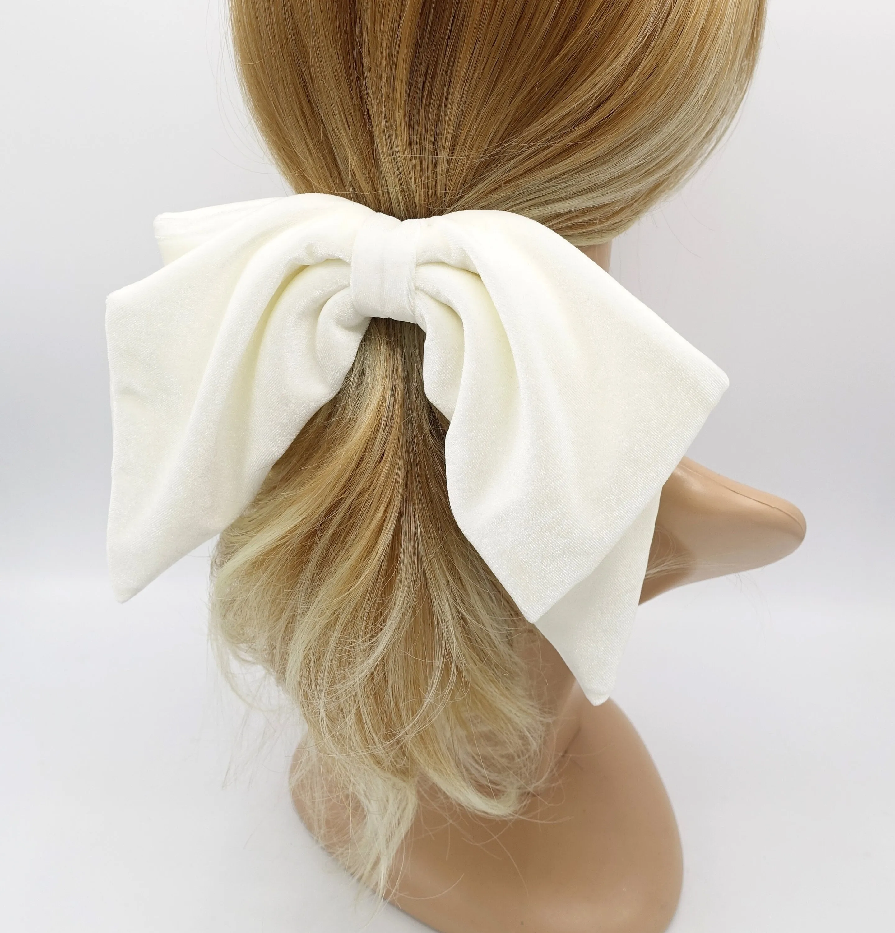 Aura velvet layered big hair bow french barrette women hair accessory