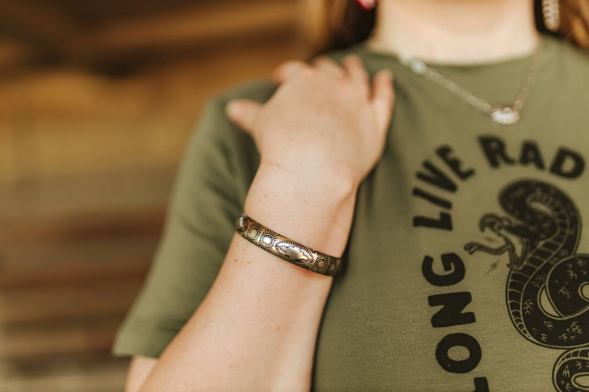 Aztec Stamped Cuff Bracelet