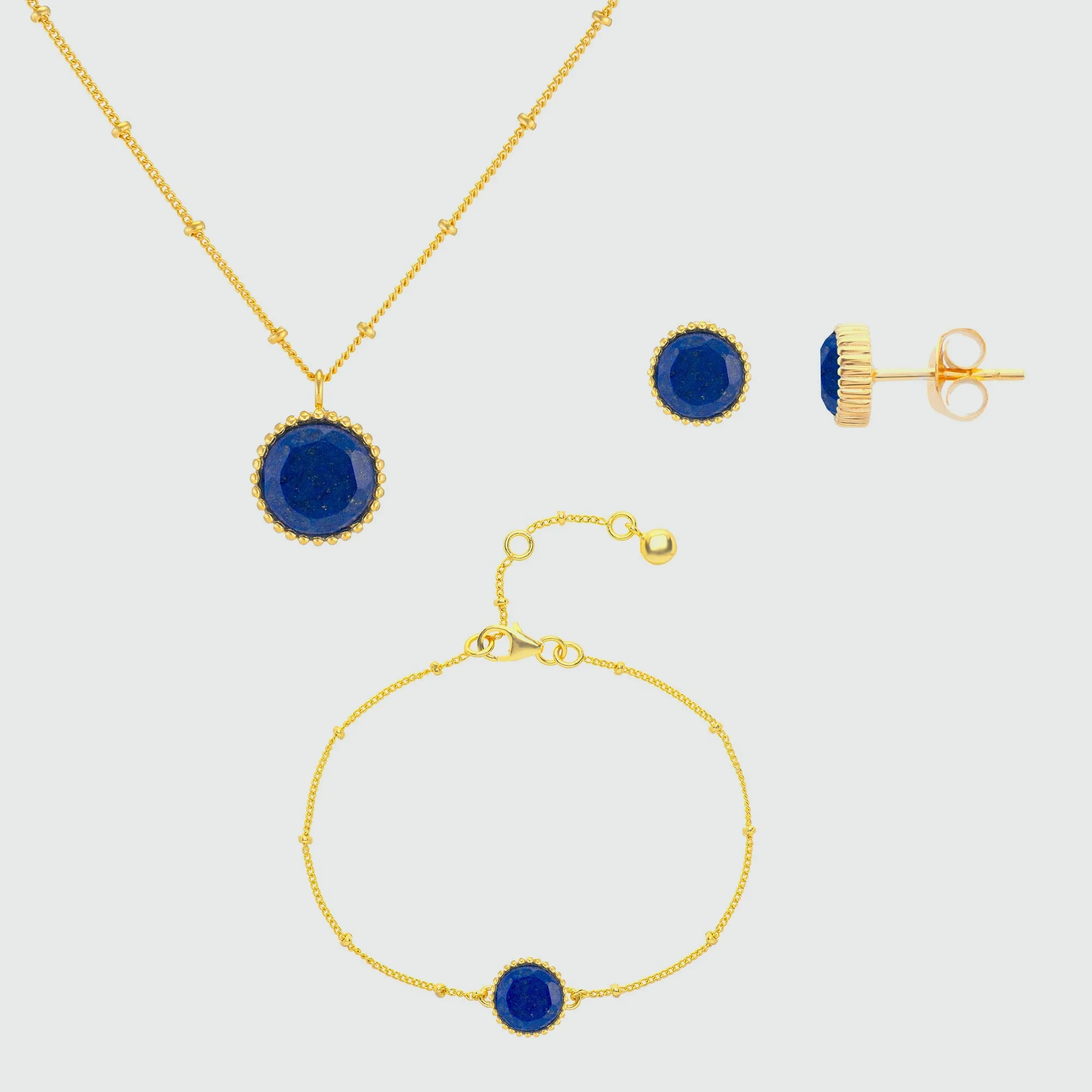 Barcelona September Birthstone Lapis Lazuli & Gold Vermeil Jewellery Set