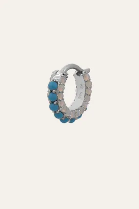 Barrel turquoise cz & opal sterling silver huggie