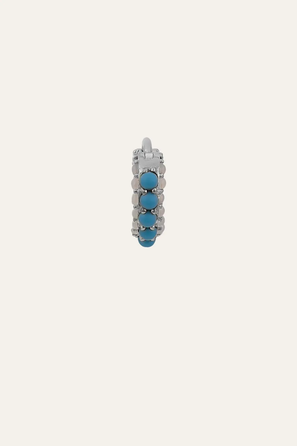 Barrel turquoise cz & opal sterling silver huggie