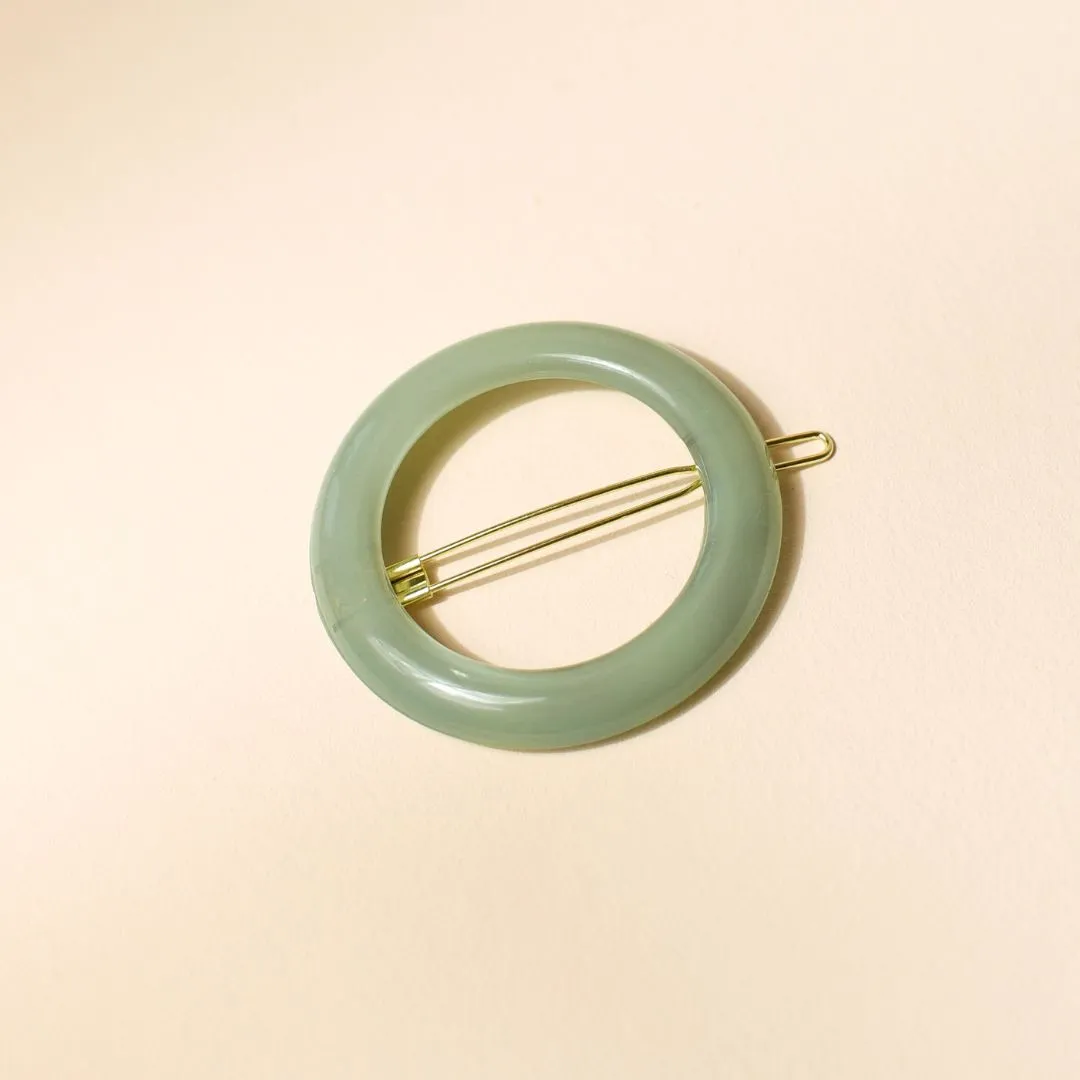 Barrette Ronde Vert D'Eau