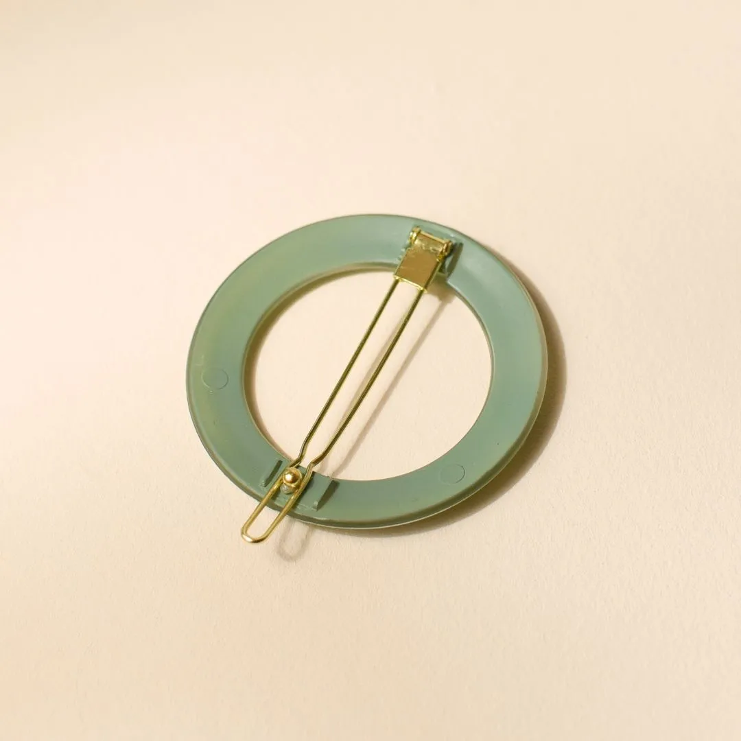 Barrette Ronde Vert D'Eau