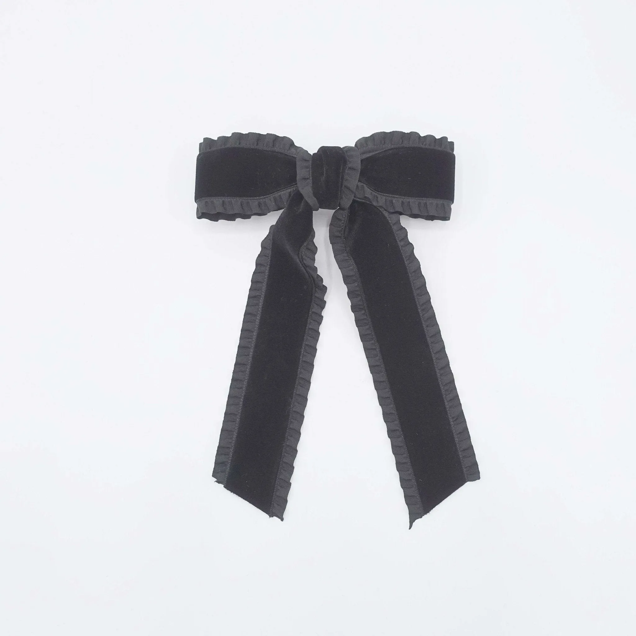 basic velvet frill hair bow cute hair accessory for women