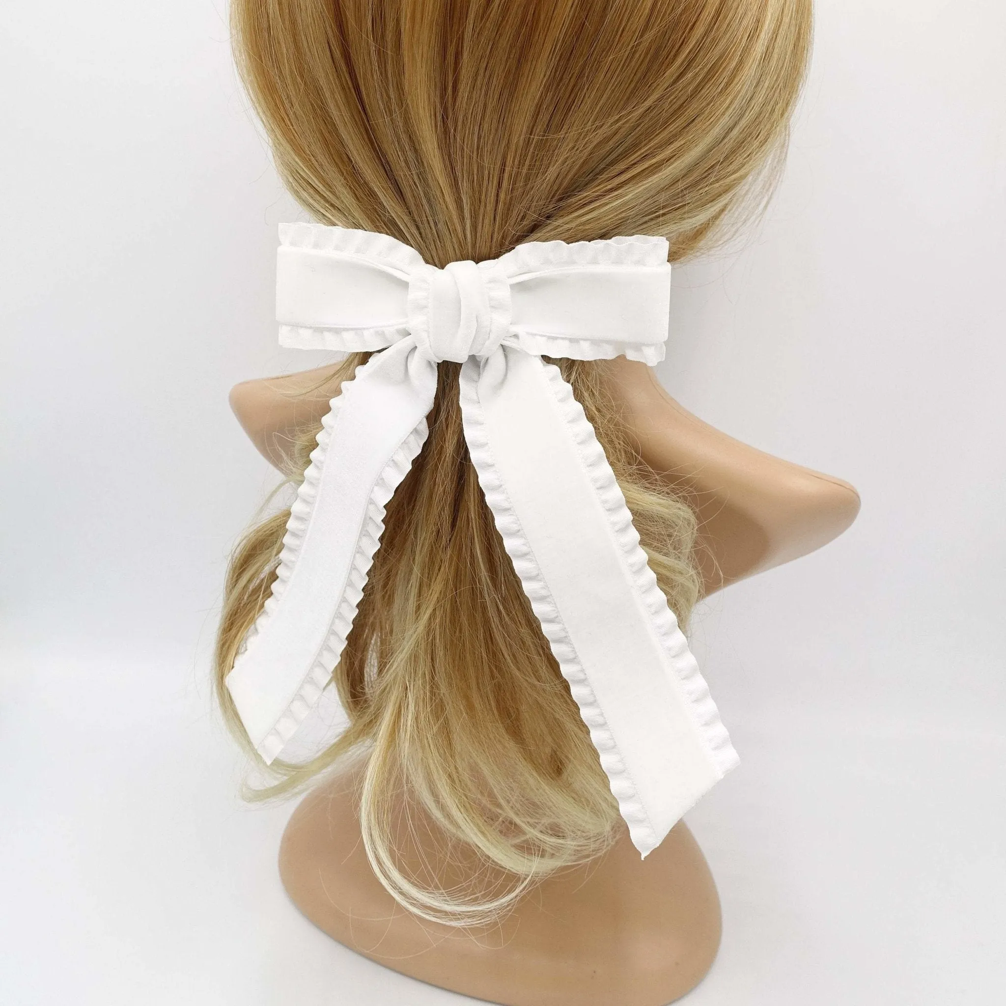 basic velvet frill hair bow cute hair accessory for women