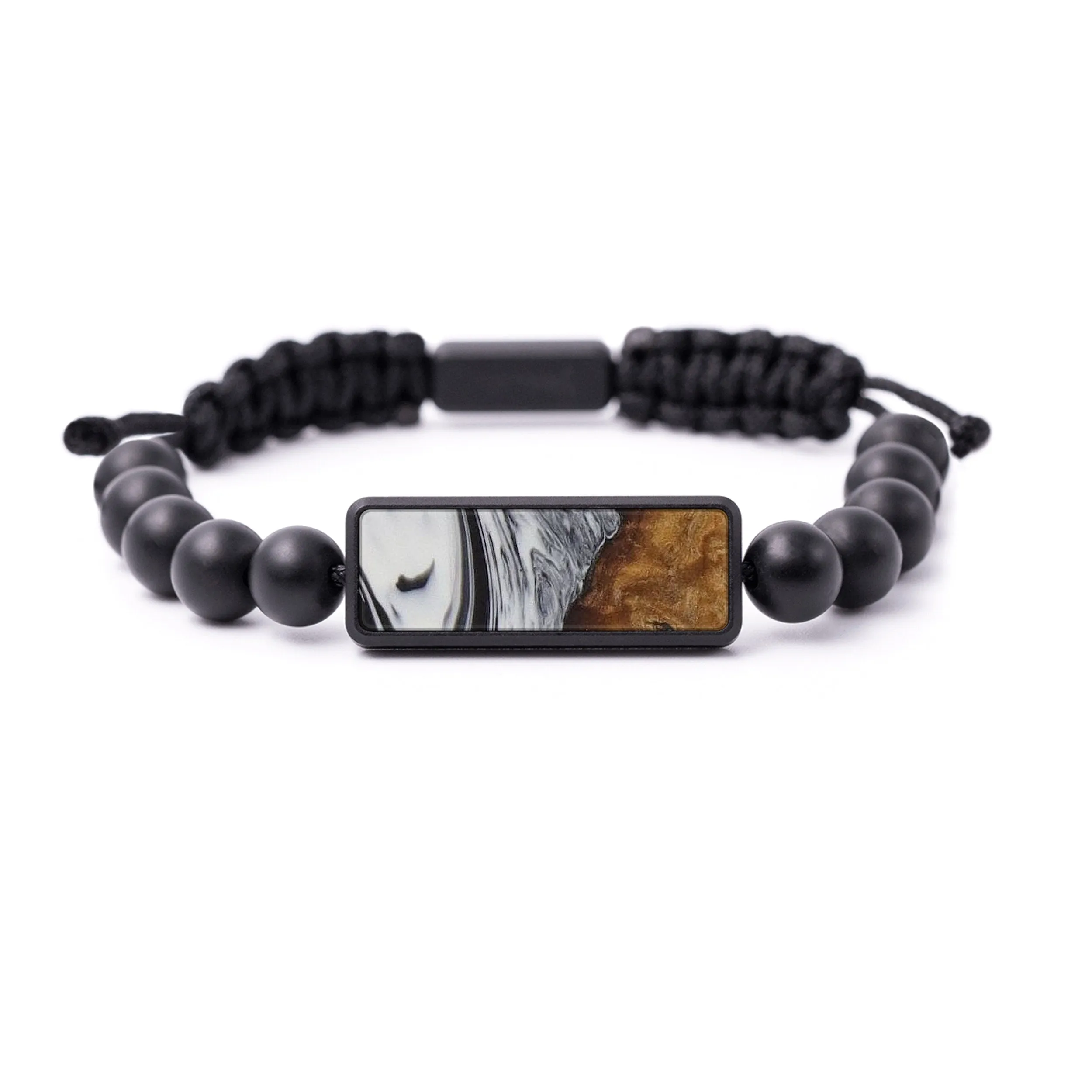 Bead Wood Resin Bracelet - Manouch (Black & White, 575889)