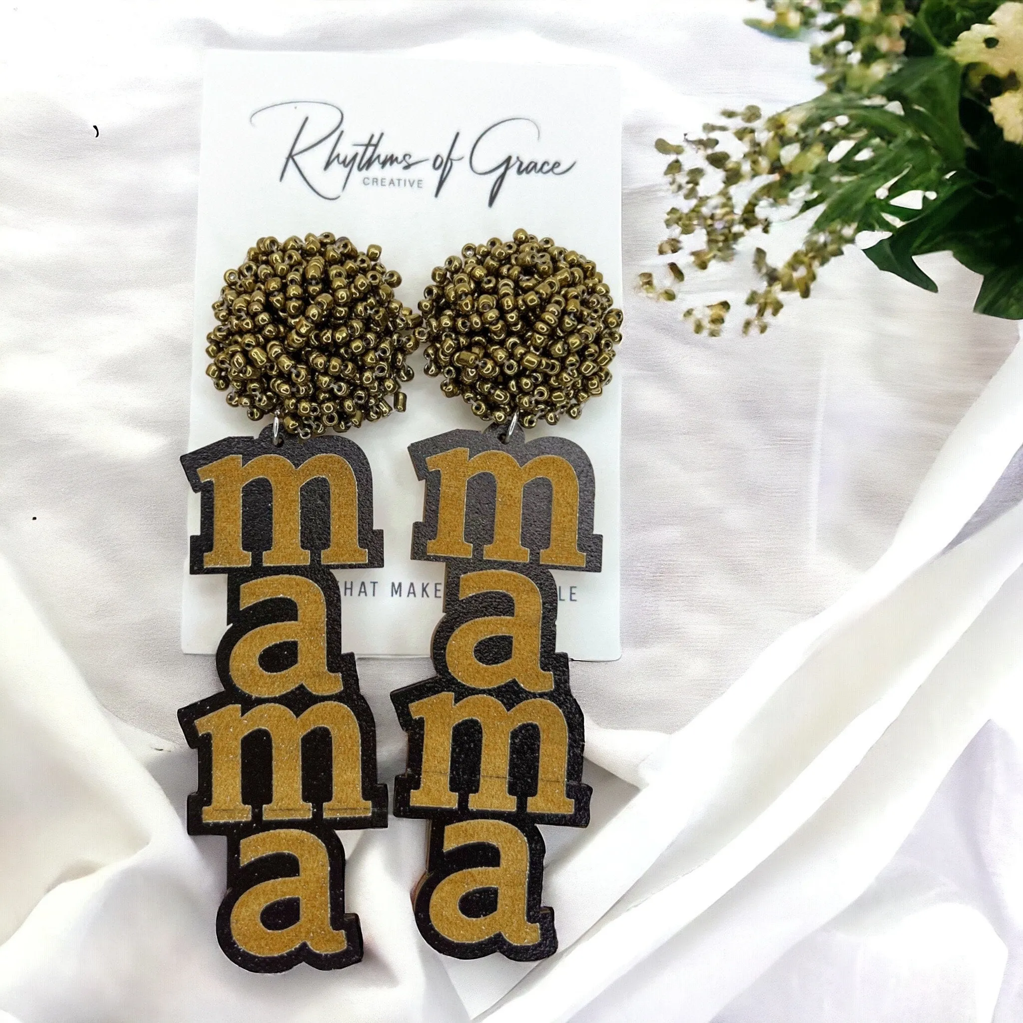 Beaded MAMA Earrings - Handmade Earrings, Baby Shower, New Mom, Mother’s Day, Mom Earrings, Momma Earrings, Pregnancy Announcement