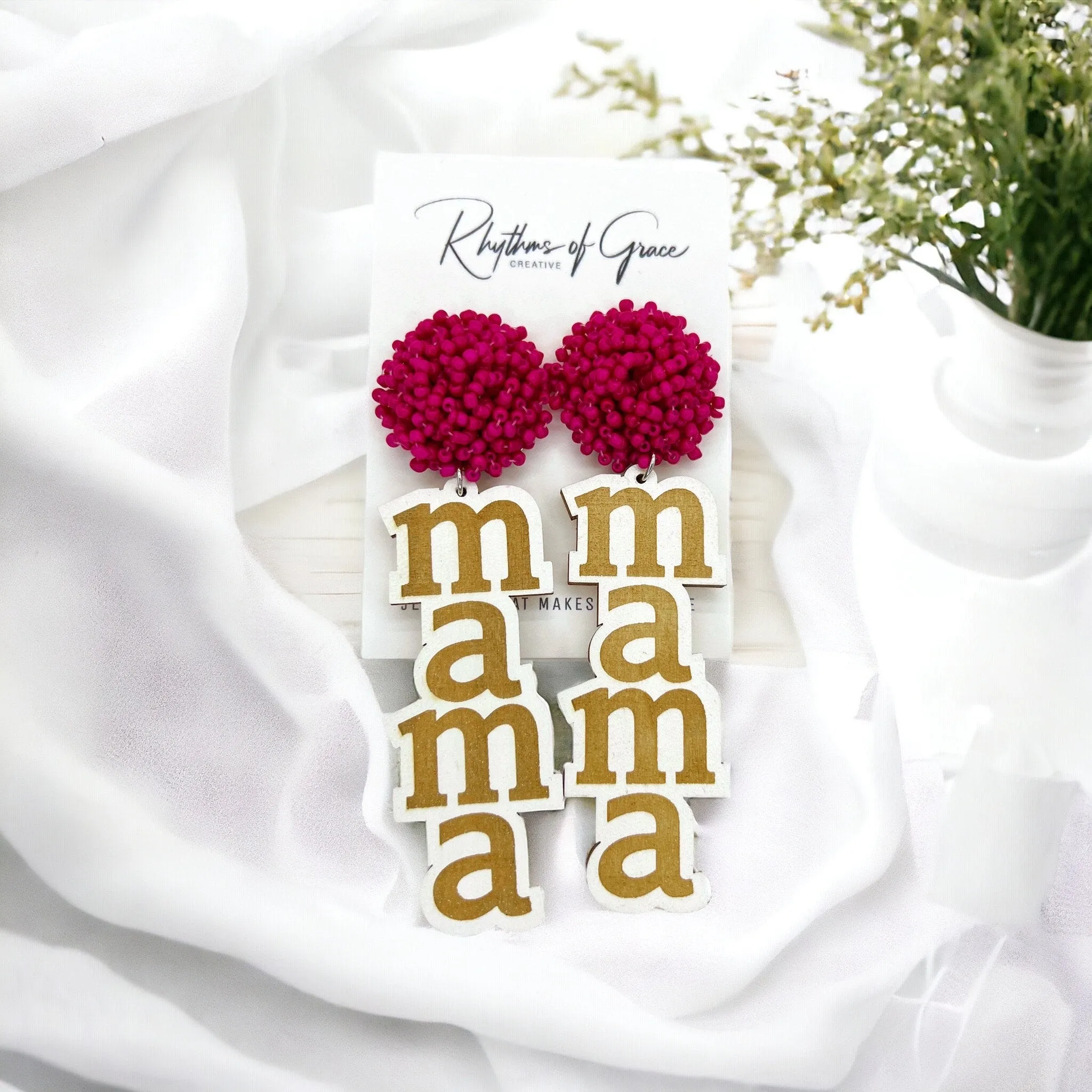 Beaded MAMA Earrings - Handmade Earrings, Baby Shower, New Mom, Mother’s Day, Mom Earrings, Momma Earrings, Pregnancy Announcement