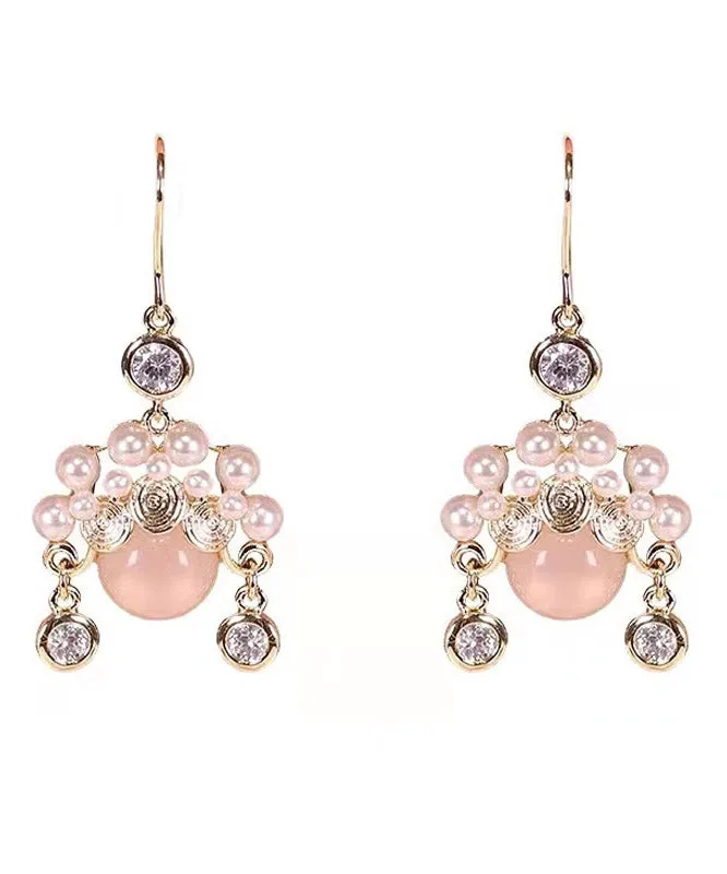 Beautiful Pink Pearl Opal Drop Earrings