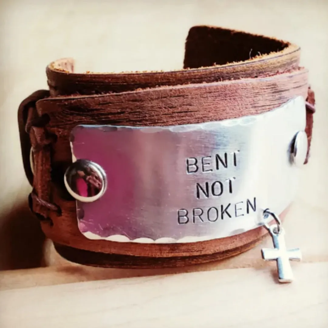 Bent Not Broken Distressed Leather Cuff