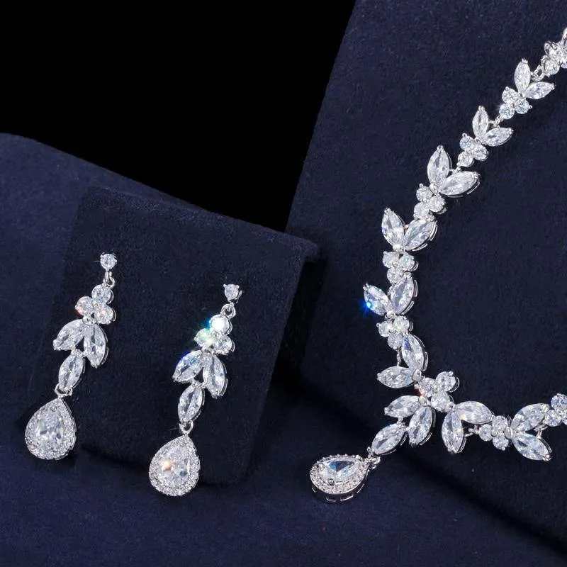 Best Seller AAAA High Quality Cubic Zirconia 3 Piece  Drop Wedding Bridal Wedding Jewelry Set