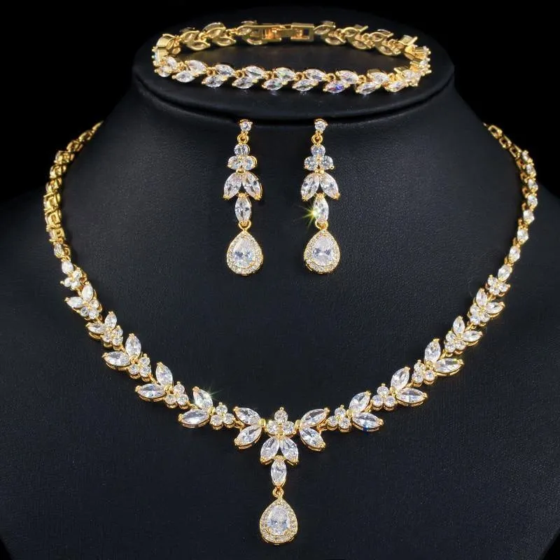 Best Seller AAAA High Quality Cubic Zirconia 3 Piece  Drop Wedding Bridal Wedding Jewelry Set