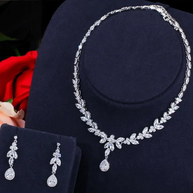 Best Seller AAAA High Quality Cubic Zirconia 3 Piece  Drop Wedding Bridal Wedding Jewelry Set