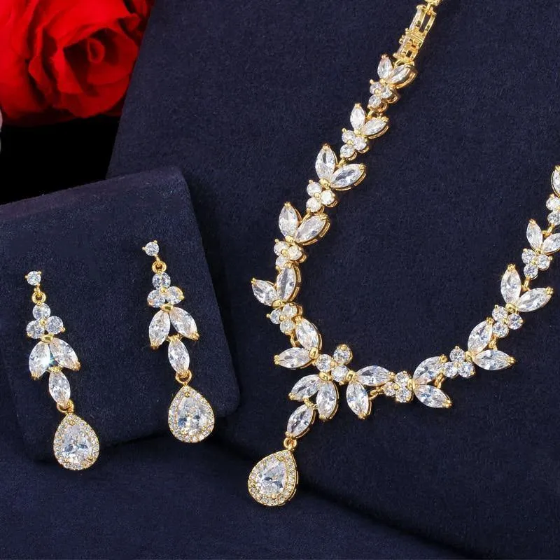 Best Seller AAAA High Quality Cubic Zirconia 3 Piece  Drop Wedding Bridal Wedding Jewelry Set