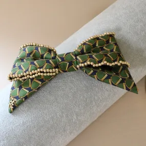 Big Ribbon Barrette Green Gold