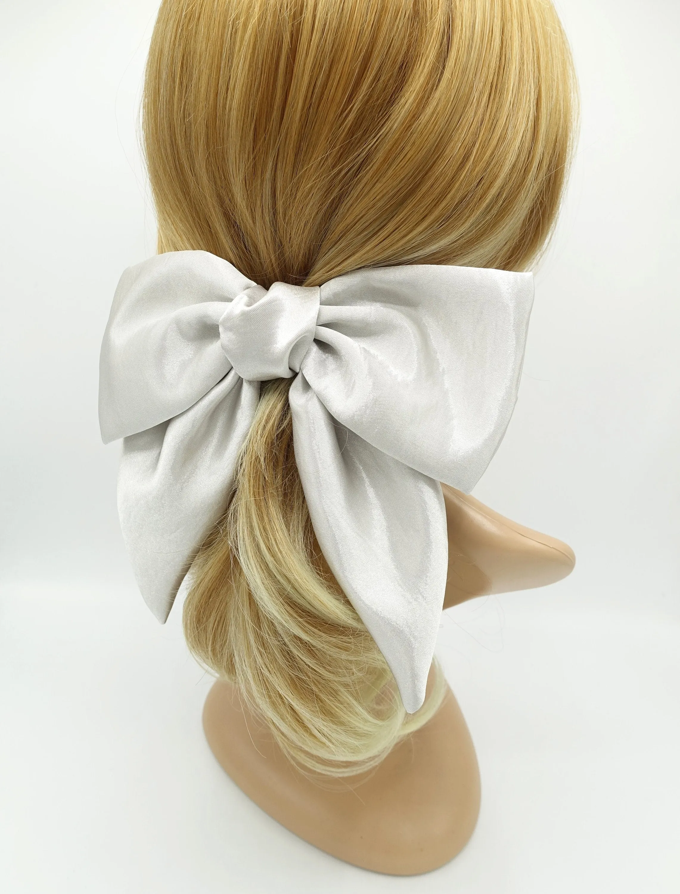 big satin hair bow pointed tail glossy hair accessory for women