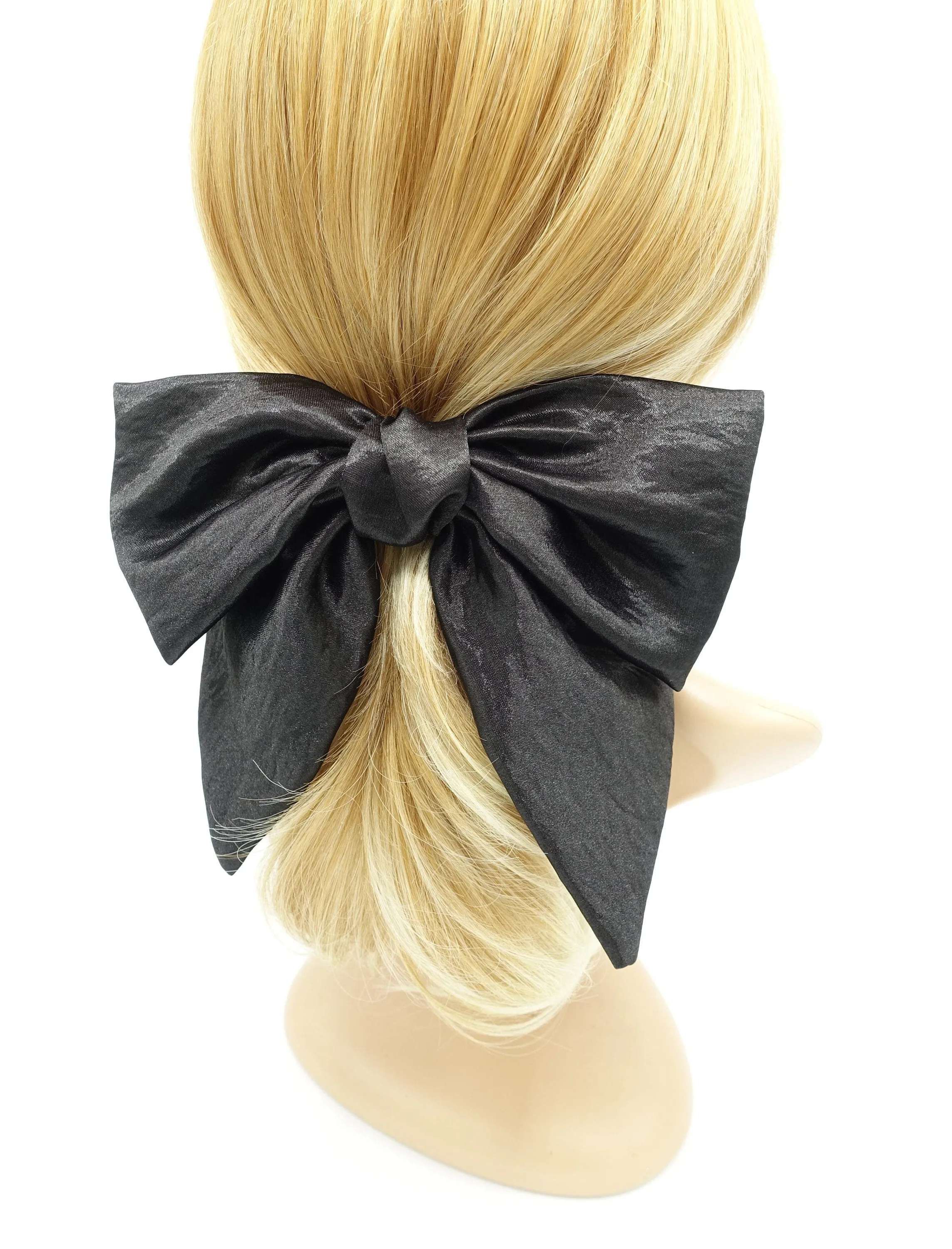 big satin hair bow pointed tail glossy hair accessory for women