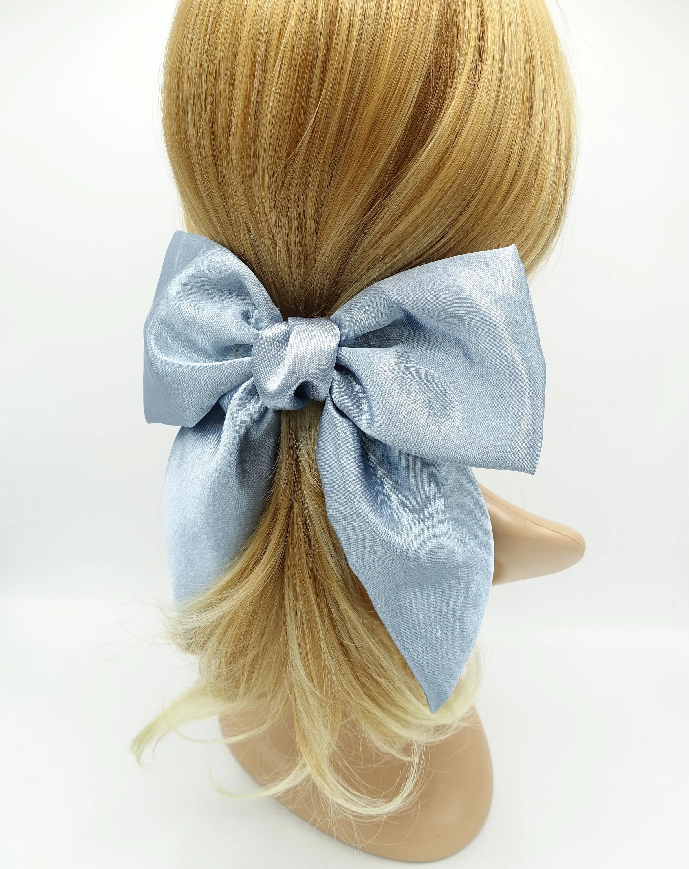 big satin hair bow pointed tail glossy hair accessory for women