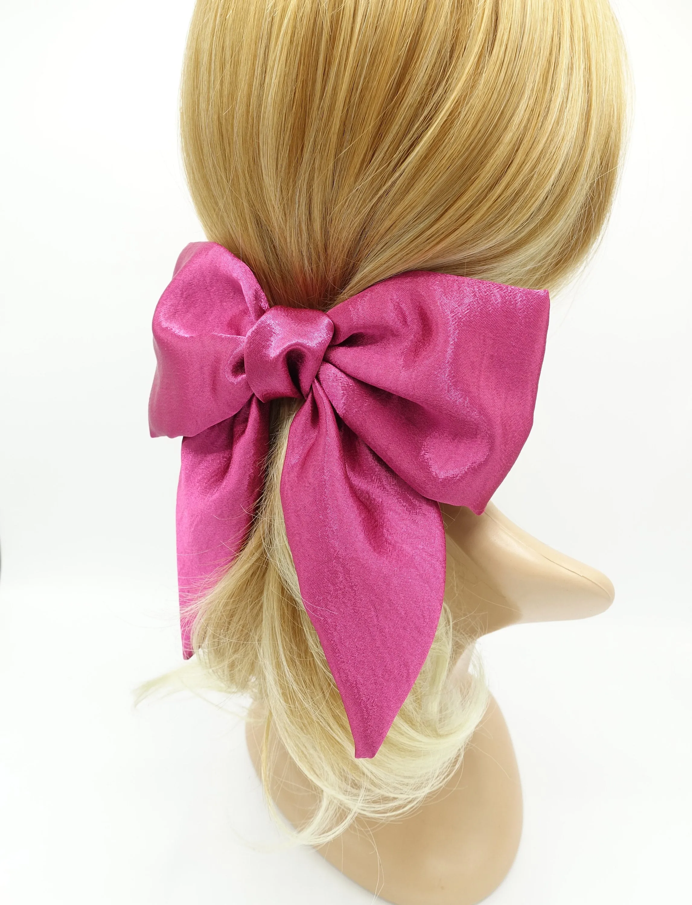 big satin hair bow pointed tail glossy hair accessory for women