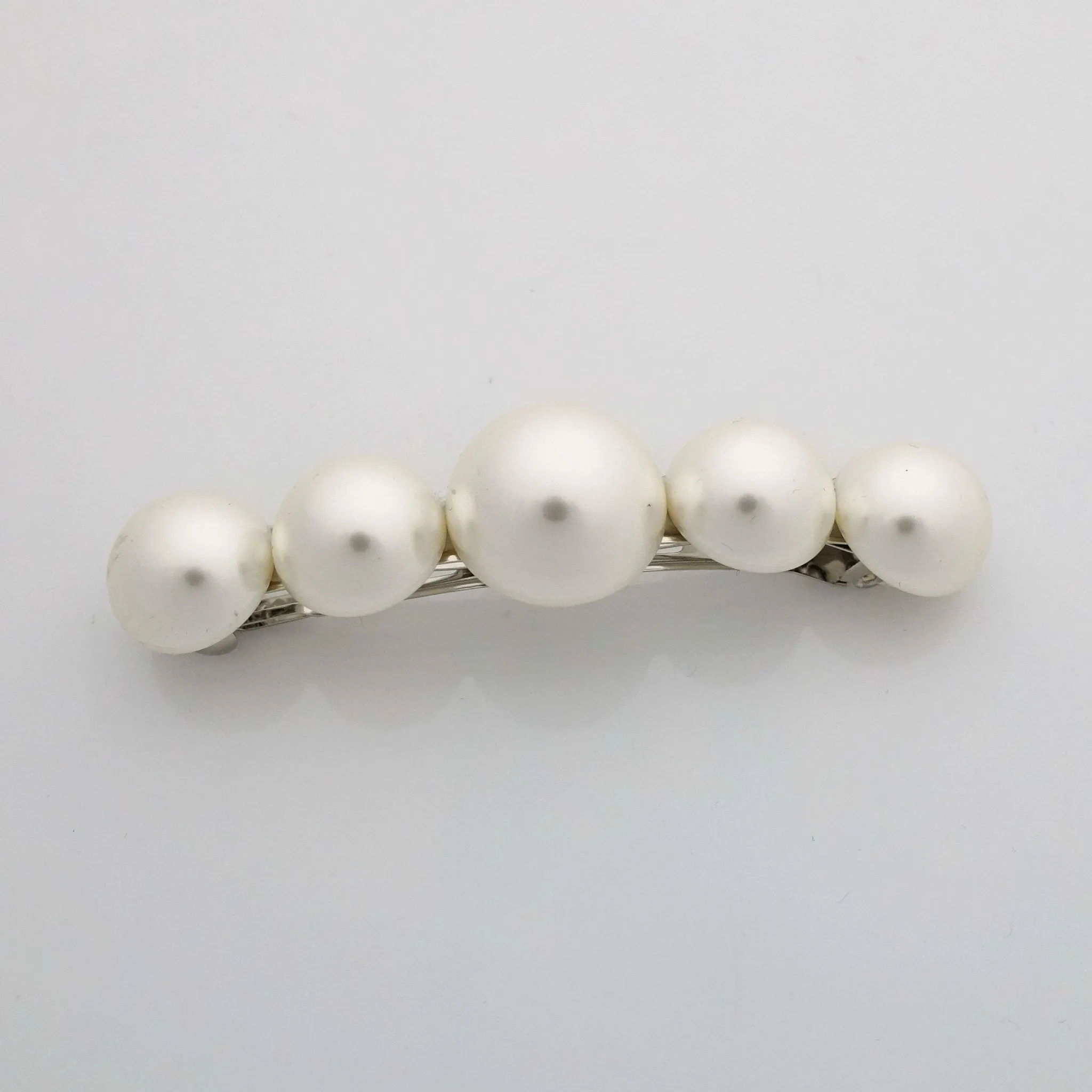 big sleek pearl ball decorated french barrette