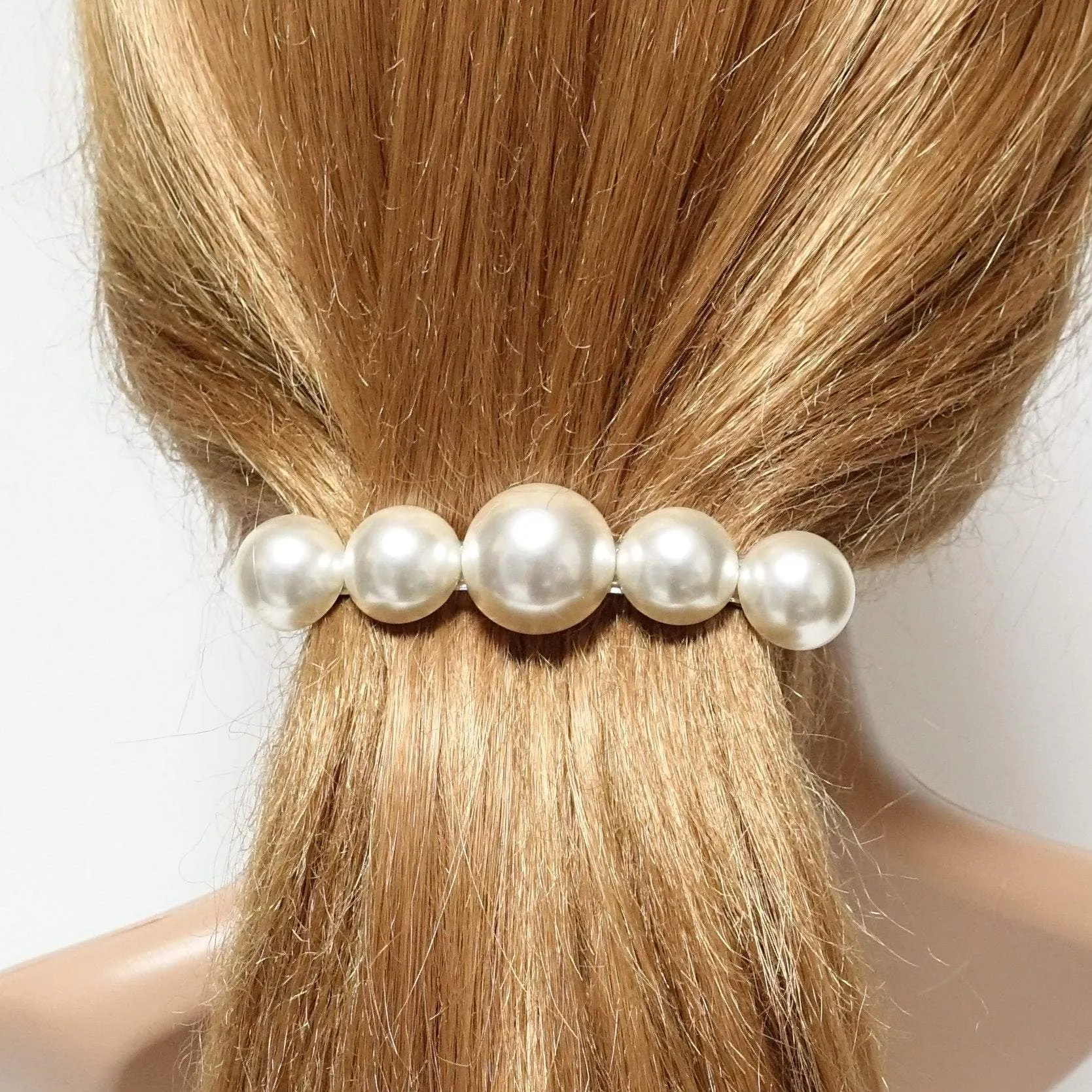 big sleek pearl ball decorated french barrette