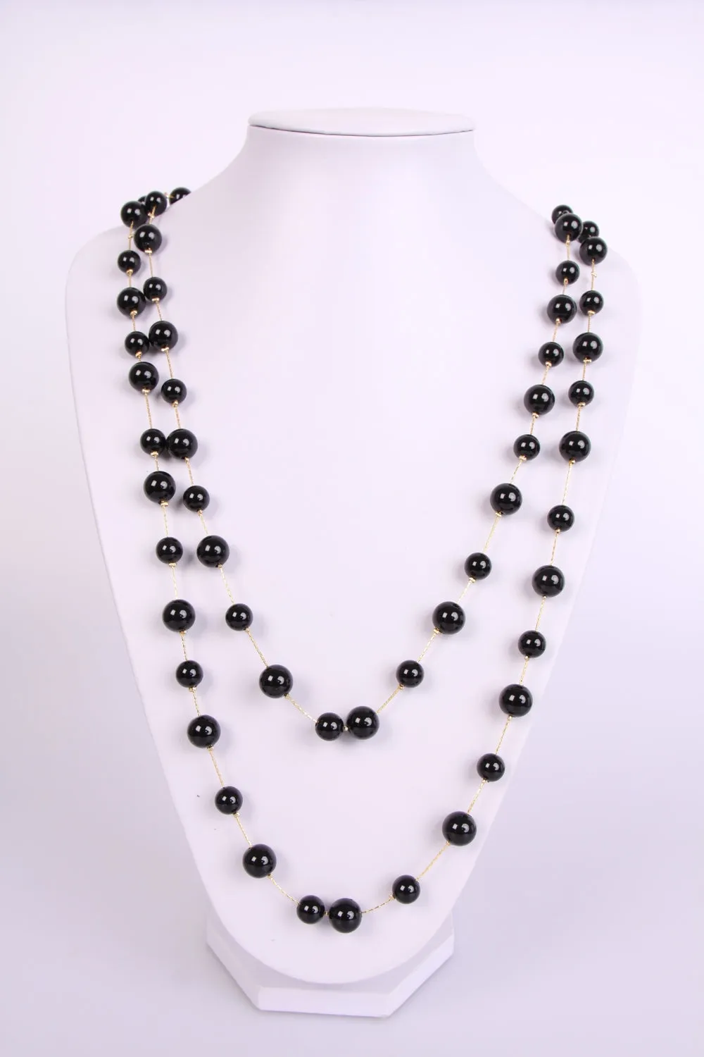 Black and White Pearl  in gold and silver chain long necklace