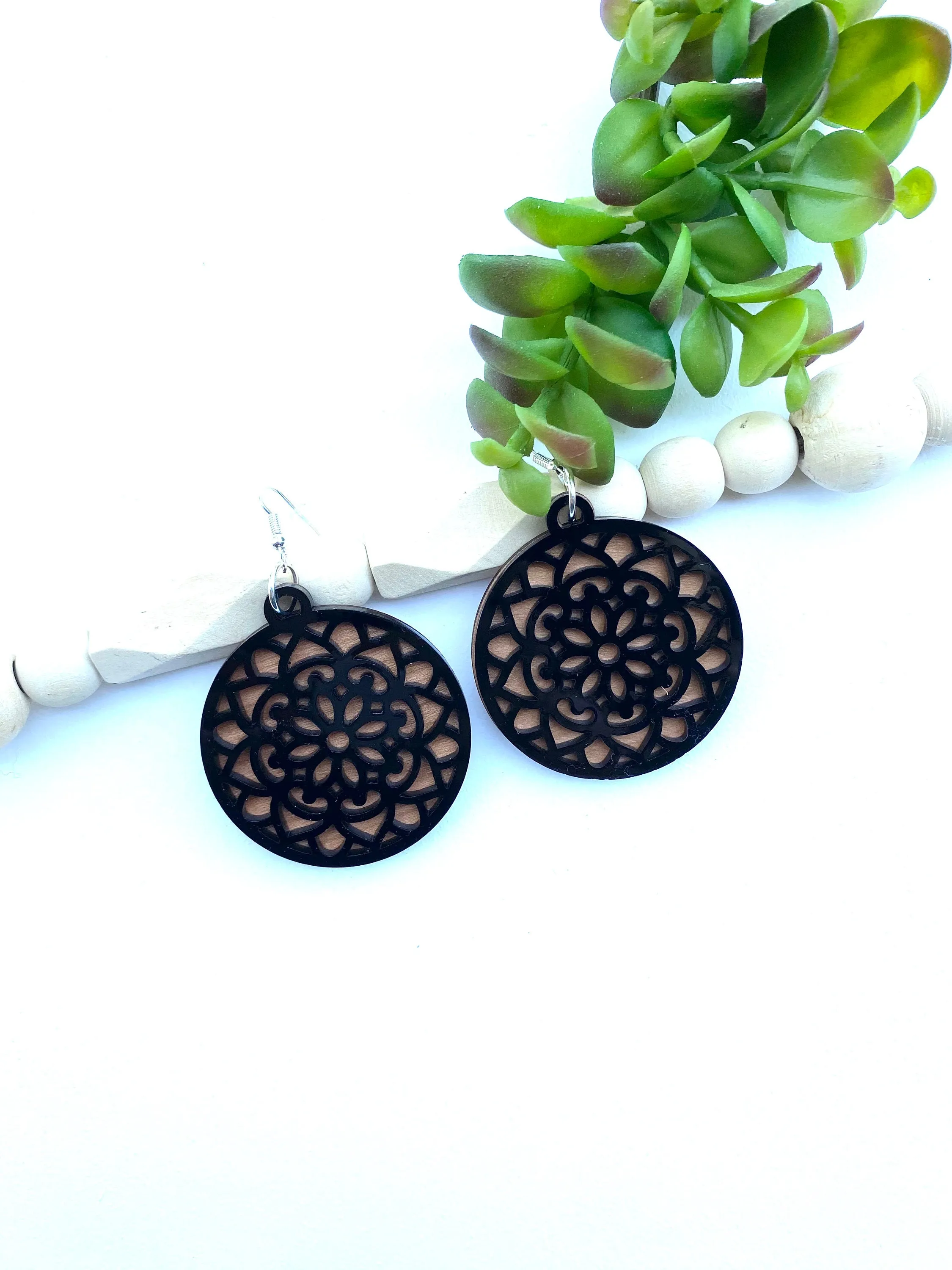 Black Circle Drop Earrings, Acrylic Jewelry, Casual Style, Boho Earrings, Teacher Appreciation Gift