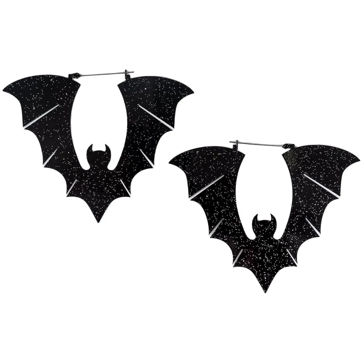 Black Glitter Halloween Bat Earrings