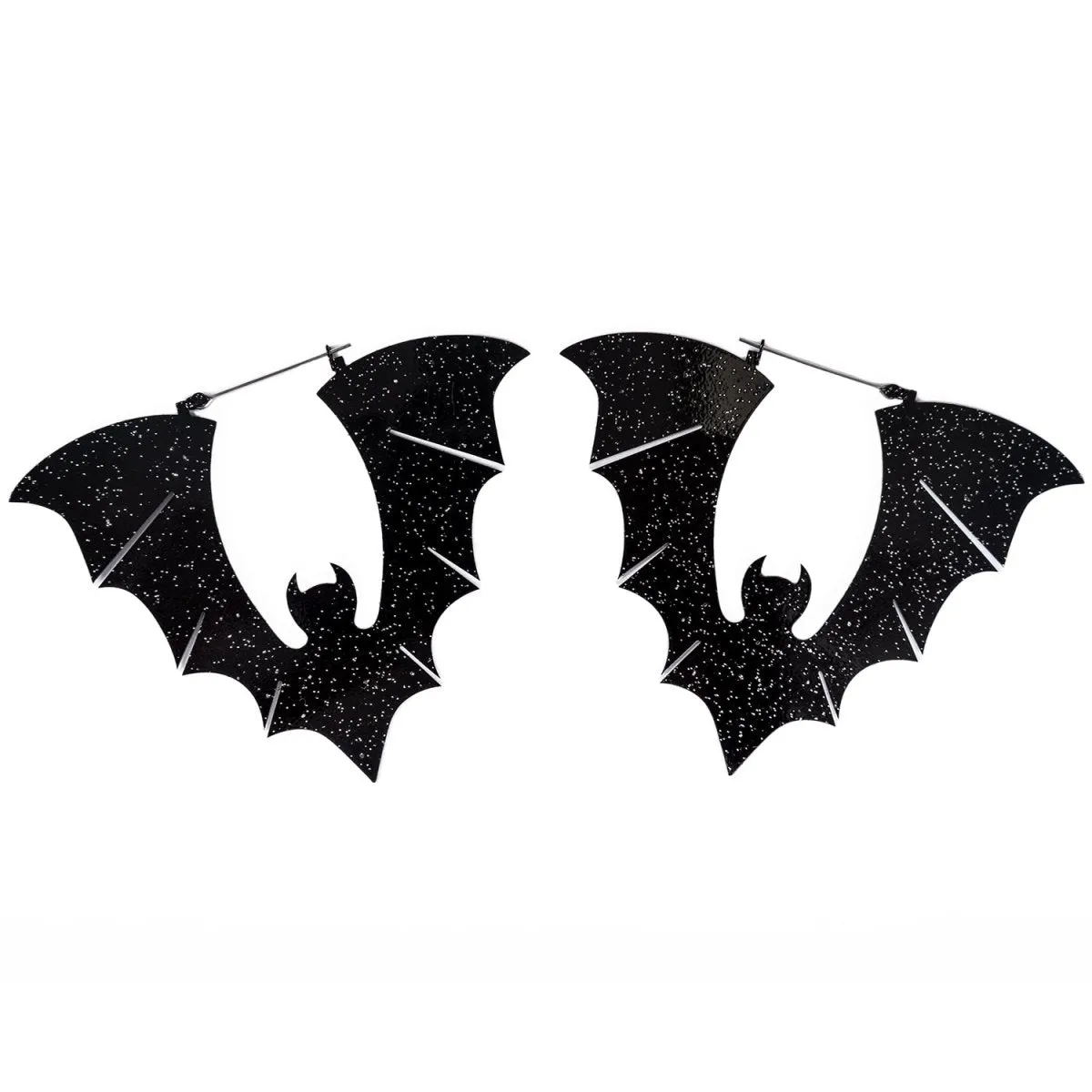 Black Glitter Halloween Bat Earrings