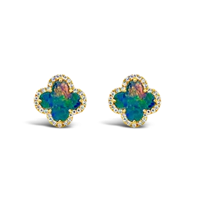 Black Opal Clover Earrings