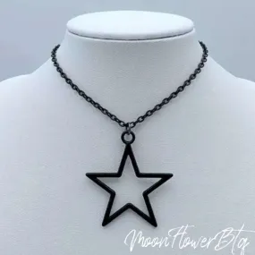 Black Open Star Pendant Necklace