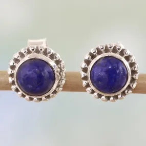 Blue Globe Sterling Silver Stud Earrings