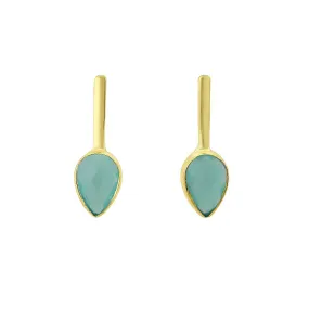 Blue Green Agate And Gold Earrings