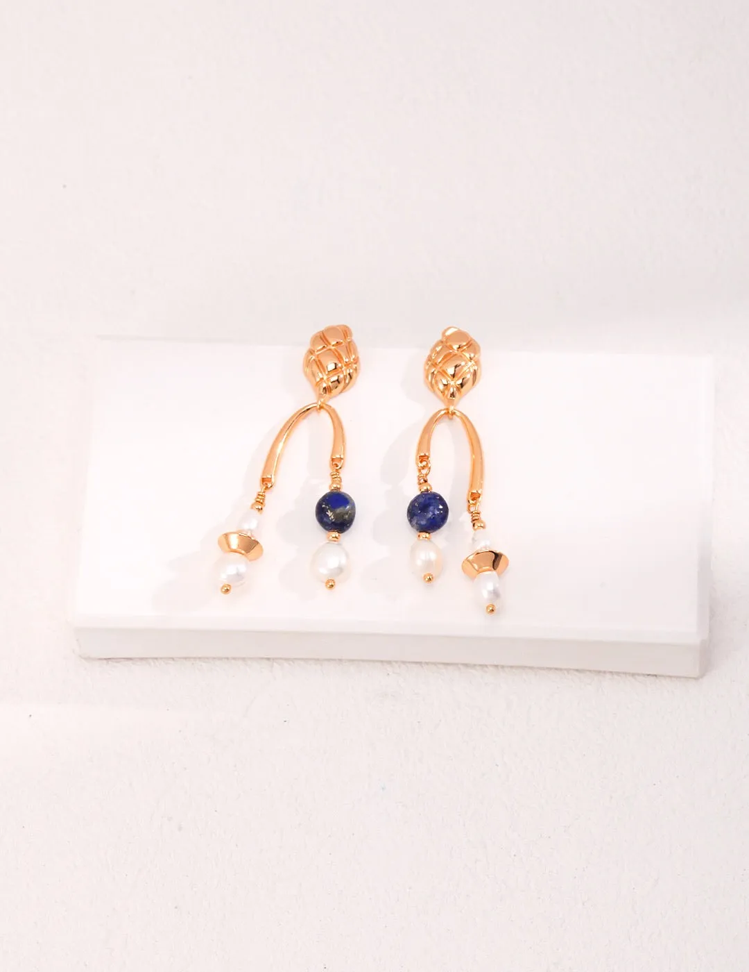 Blue Lapis lazuli Freshwater Pearl Earrings