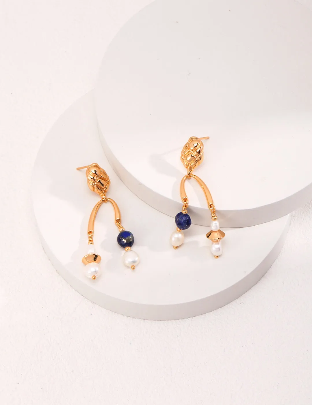 Blue Lapis lazuli Freshwater Pearl Earrings