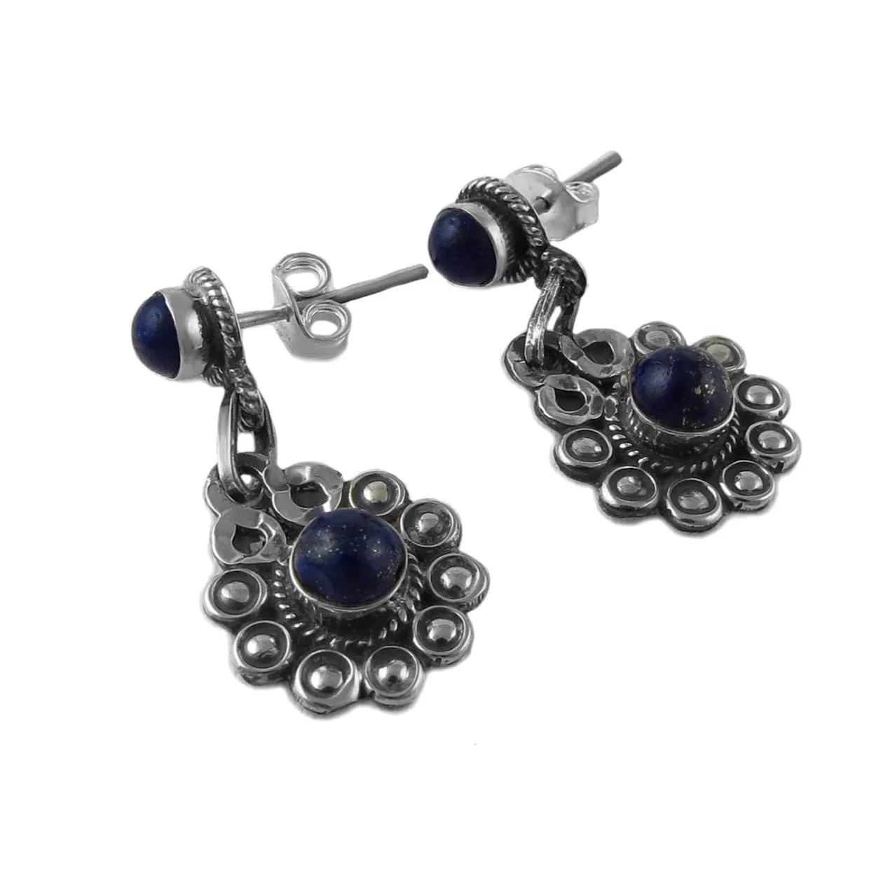 Blue Lapis Lazuli Sterling Silver Drop Earrings