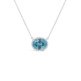 Blue Zircon & Diamond Pendant