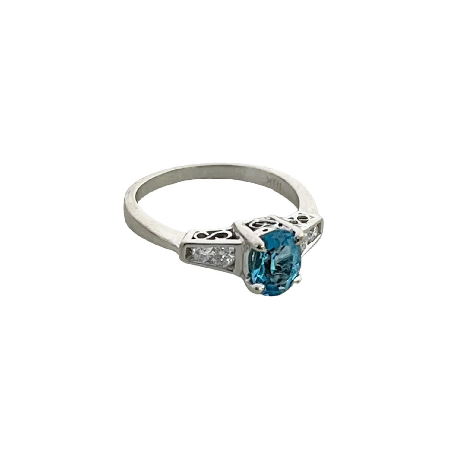 Blue Zircon & Diamond Ring