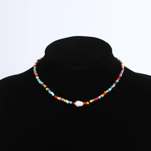 Bohemia handmade rainbow beads candy shell personality multi-layer satellite Necklace women's fashion jewelry necklace