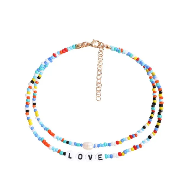 Bohemia handmade rainbow beads candy shell personality multi-layer satellite Necklace women's fashion jewelry necklace