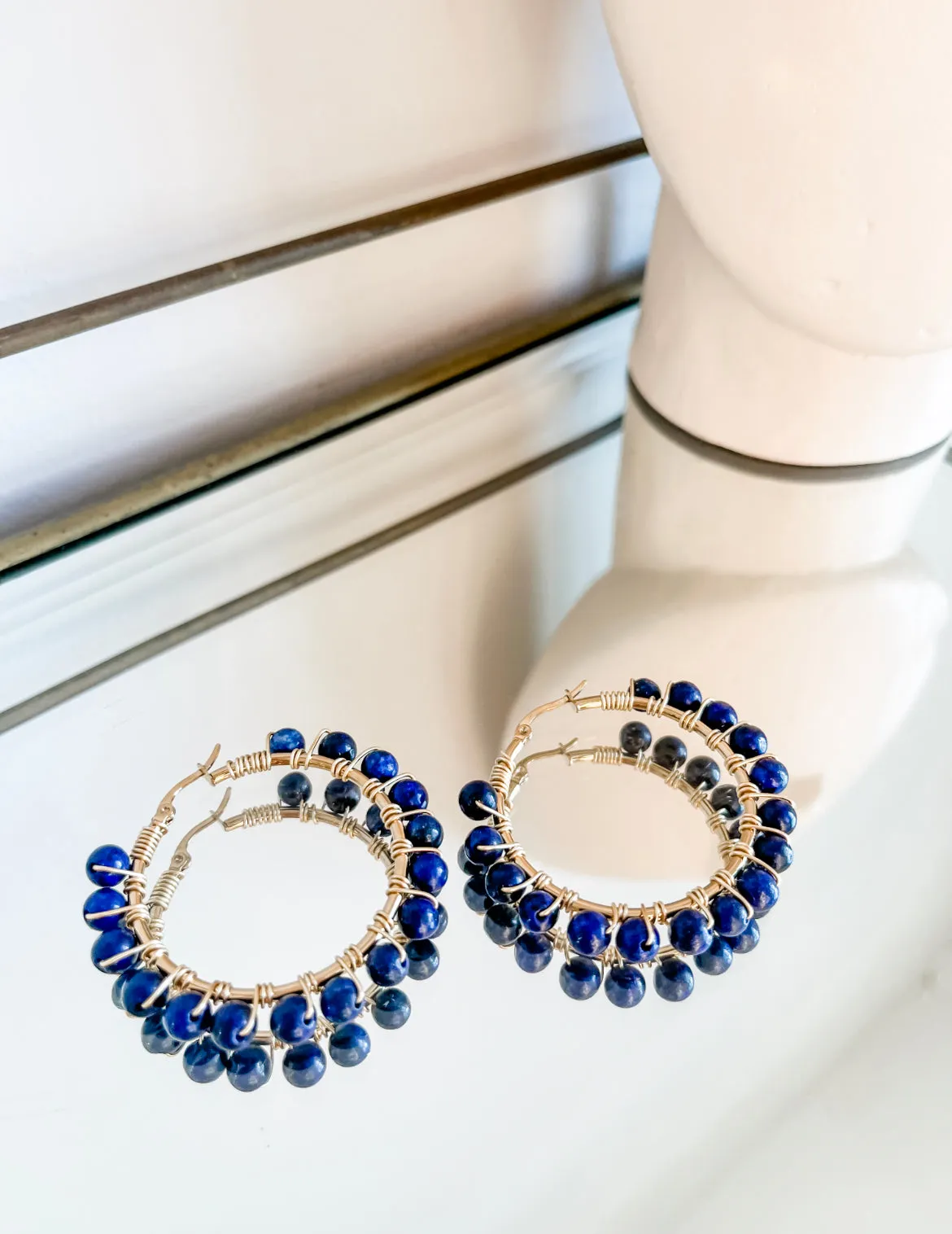 Bohemian blue hoop earrings