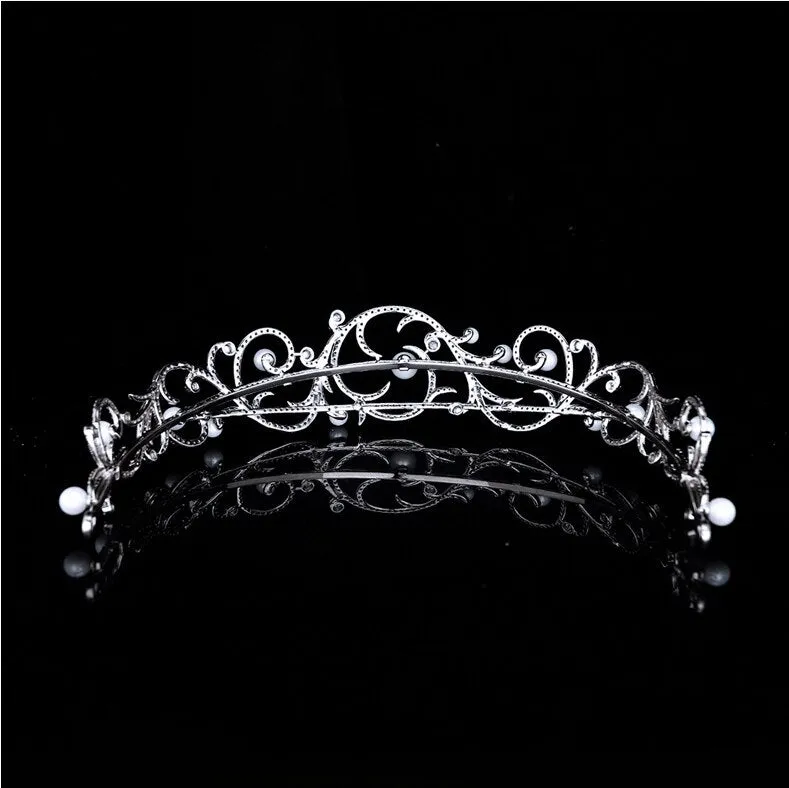 Branches Cubic Zirconia Silver Wedding Tiara for Girls Hair Accessories HT21011