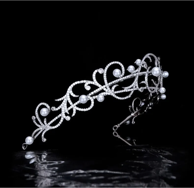 Branches Cubic Zirconia Silver Wedding Tiara for Girls Hair Accessories HT21011