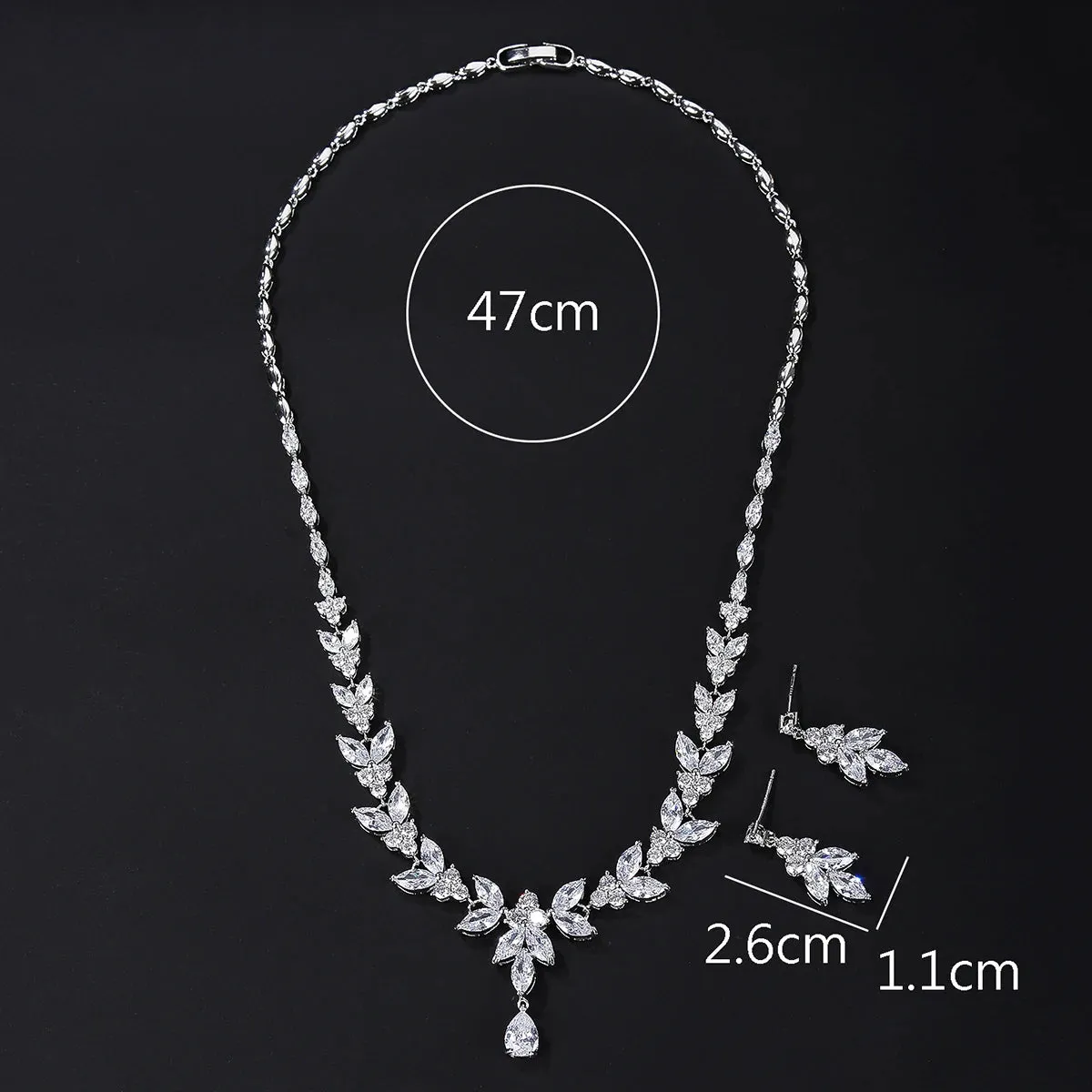 Bridal Jewelry CZ Crystal Necklace and Earring Set, Suitable For Wedding Dinner, Girlfriend Gift, Free Shipping CN10149