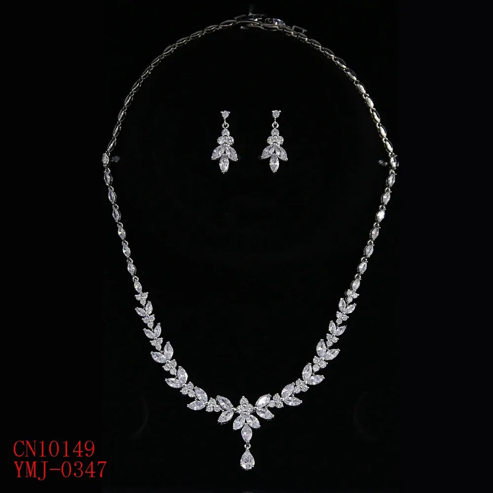 Bridal Jewelry CZ Crystal Necklace and Earring Set, Suitable For Wedding Dinner, Girlfriend Gift, Free Shipping CN10149